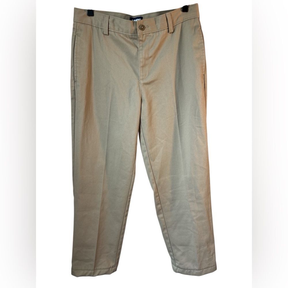 Lands End Boys Khaki Pants, Adjustable School Uniform Dress Pant Size 16 NWT